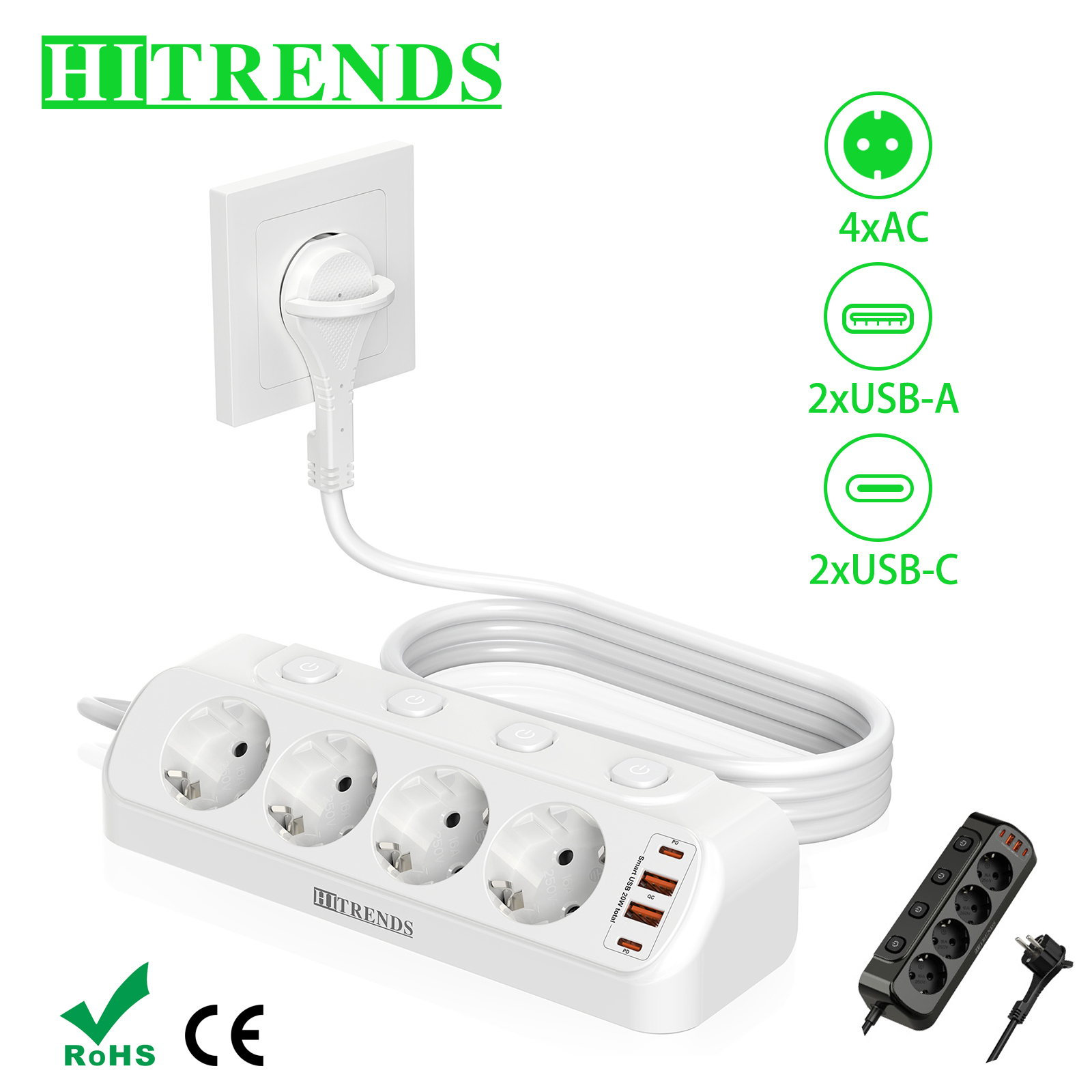 Smart Power Strip - Regleta de alimentación multitontacto con enchufe