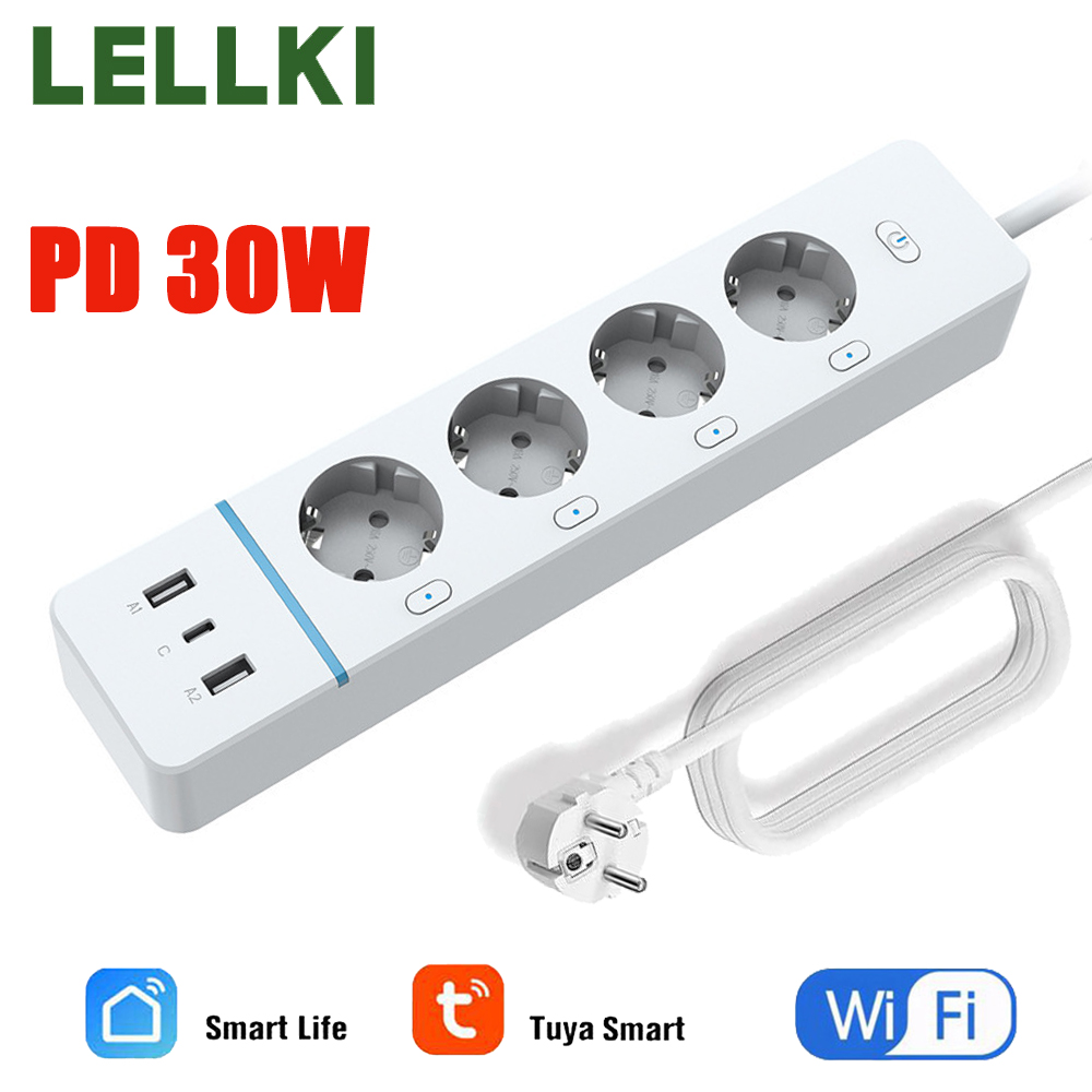 Smart Power Strip - Enchufe WiFi LELLKI 2A1C PD30W con